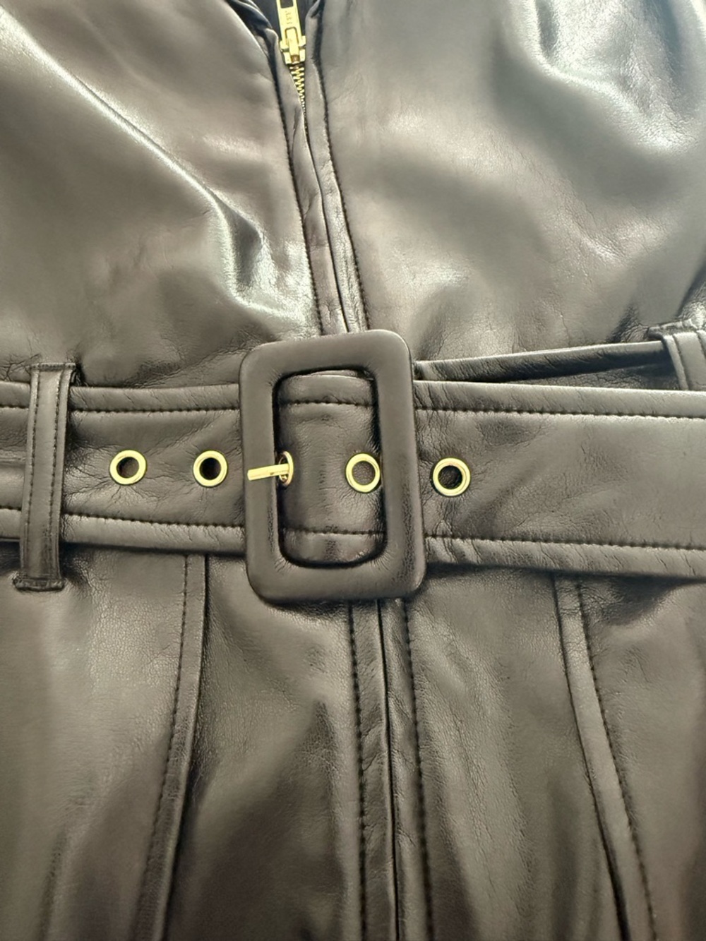 Show Me Your MuMu Black Faux Leather Mini Dress with Belt - Picture 5 of 6